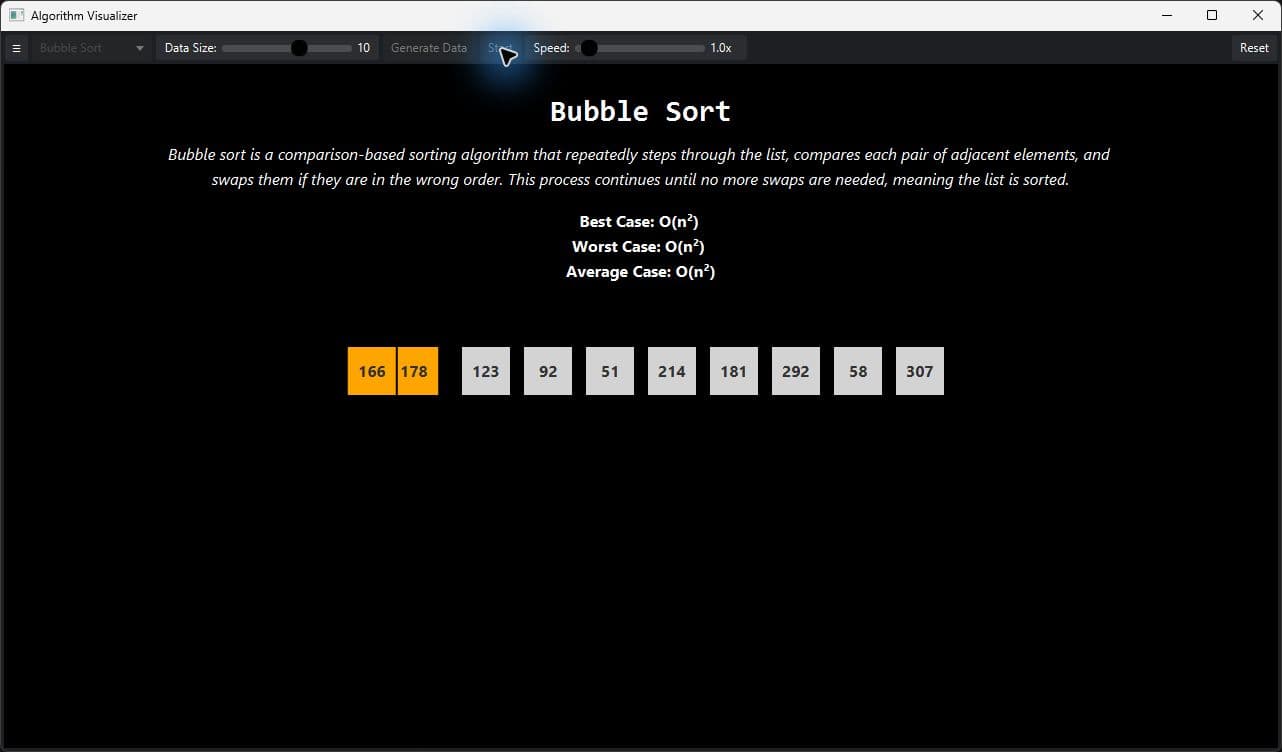 Bubble Sort visualization highlighting two values during comparison